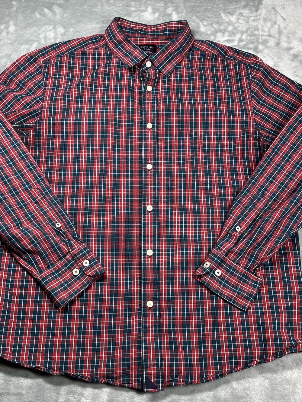 UNTUCKit Shepp Plaid Button Down Shirt Red Navy XL
